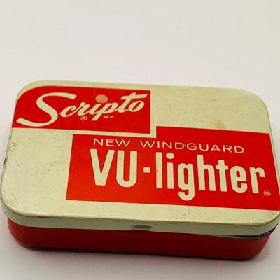 LOT 398: Assortment of Vintage Lighters by Zippo and Other and Scripto Tin Box