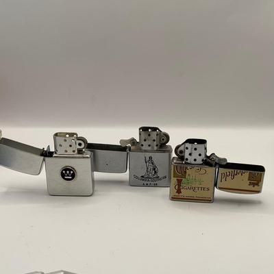 LOT 398: Assortment of Vintage Lighters by Zippo and Other and Scripto Tin Box