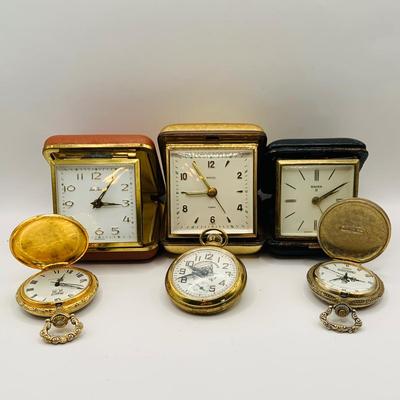 LOT 400: Collection of Travel Clocks and Pocket Watches