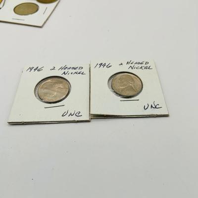 LOT 401: Collection of Novelty Coins and Tokens Including Two Headed Nickels and Much More