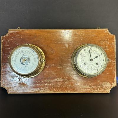 LOT 433: Vintage Schatz Precision Barometer & Swift 8-Day, Jeweled Ships Clock