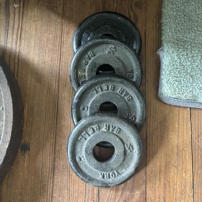 LOT 434: Barbell & Dumbbells along with Extra Weights: 200lbs of Plates plus Bars