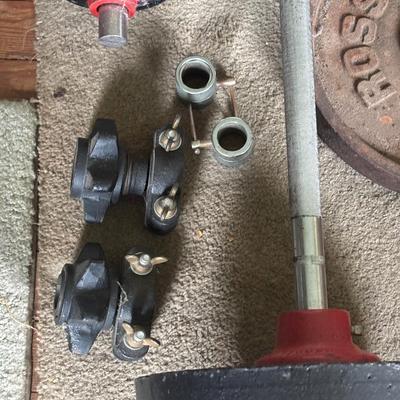 LOT 434: Barbell & Dumbbells along with Extra Weights: 200lbs of Plates plus Bars