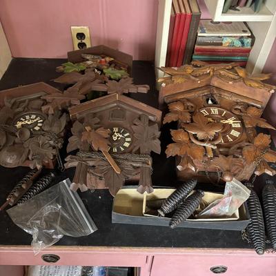 LOT 436: As Found Cuckoo Clocks & Parts