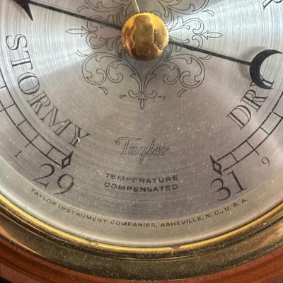 LOT 629: Brass Boston Ships Clock, C. Plath Hamburg Nautical Compass and Taylor Instruments Barometer