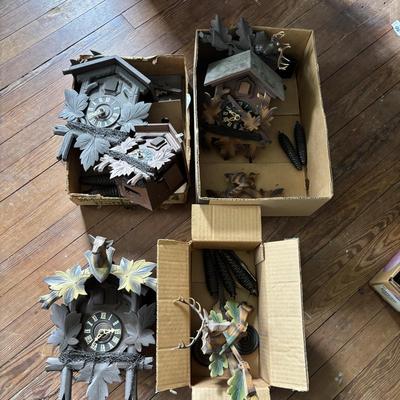 LOT 438: Cuckoo Clocks & Parts as Found Lot