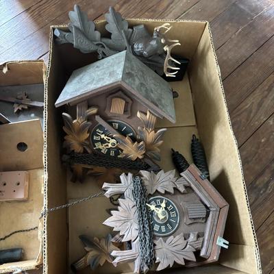 LOT 438: Cuckoo Clocks & Parts as Found Lot