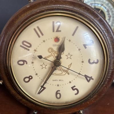 LOT 630: Vintage Schatz Anniversary Clock, Vintage Telechron Ships Bell Clock & Made in Western Germany Banjo Style Barometer