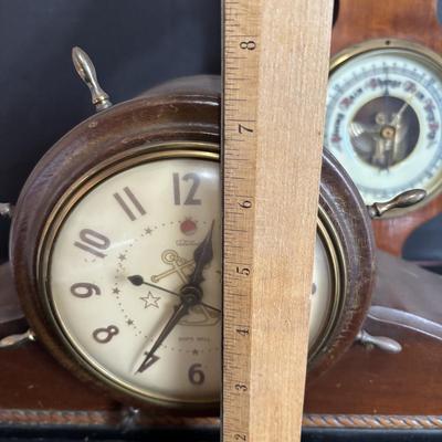LOT 630: Vintage Schatz Anniversary Clock, Vintage Telechron Ships Bell Clock & Made in Western Germany Banjo Style Barometer
