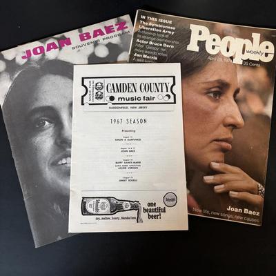 LOT 440: Vintage Joan Baez Collection: LP's & 45's, Songbook, People Magazine, Souvenir Program & Camden County 1967...