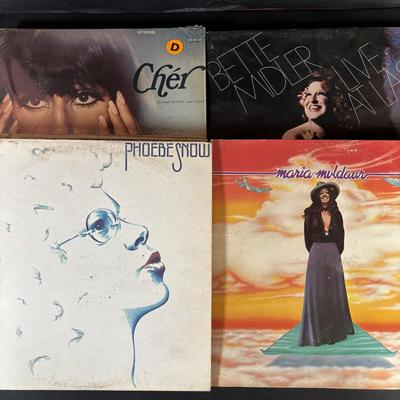 LOT 443: Ladies of Music & Entertainment LP Collection: Cher, Bette Midler, Aretha Franklin,Phobe Snow, Maria Muldaur, Yoko Ono,...