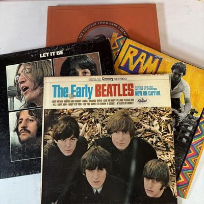 LOT 445: Vintage LPs: Concert for Bangladesh LP: George Harrison & Friends, along w/ The Beatles Early Years & Let it Be &...