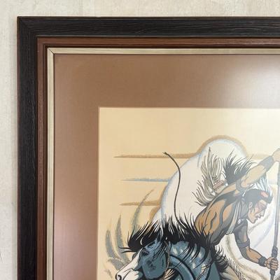 LOT 448: Hand Silk-Screen Print by Apache Artist Frank Vigil, Tewa Enterprise