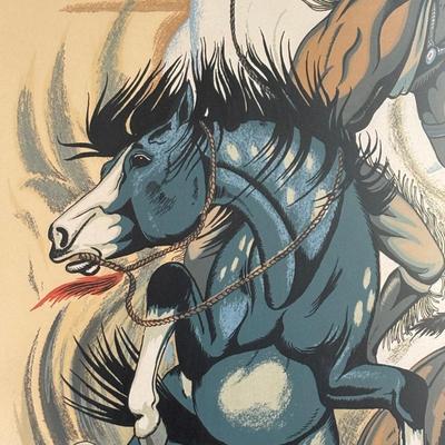 LOT 448: Hand Silk-Screen Print by Apache Artist Frank Vigil, Tewa Enterprise