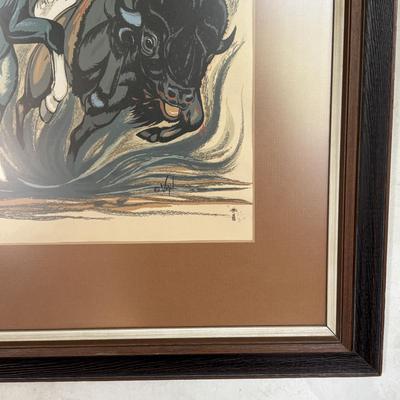 LOT 448: Hand Silk-Screen Print by Apache Artist Frank Vigil, Tewa Enterprise