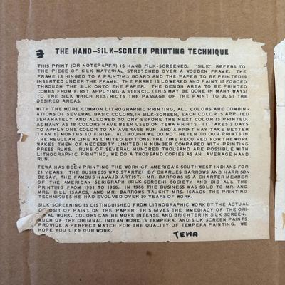 LOT 448: Hand Silk-Screen Print by Apache Artist Frank Vigil, Tewa Enterprise