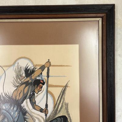 LOT 448: Hand Silk-Screen Print by Apache Artist Frank Vigil, Tewa Enterprise