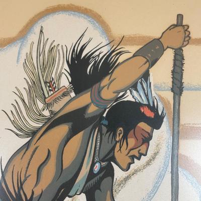 LOT 448: Hand Silk-Screen Print by Apache Artist Frank Vigil, Tewa Enterprise