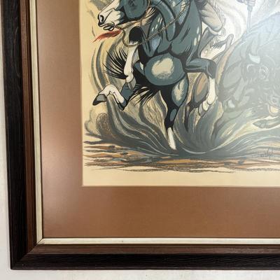LOT 448: Hand Silk-Screen Print by Apache Artist Frank Vigil, Tewa Enterprise