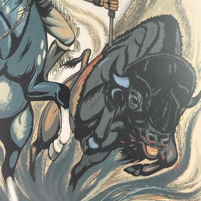 LOT 448: Hand Silk-Screen Print by Apache Artist Frank Vigil, Tewa Enterprise