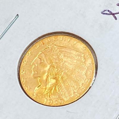 LOT 470: 1929-P $2.50 Gold Quarter Eagle Indian Head Coin