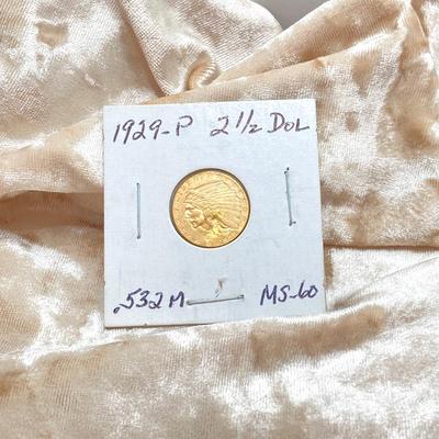 LOT 470: 1929-P $2.50 Gold Quarter Eagle Indian Head Coin