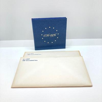 LOT 471: 1776-1976 United States Bicentennial Silver Proof Set, 1980 Uncirculated U.S. Mint Coin Set and 1981 Uncirculated U.S. Mint Coin...