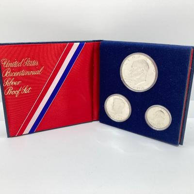 LOT 471: 1776-1976 United States Bicentennial Silver Proof Set, 1980 Uncirculated U.S. Mint Coin Set and 1981 Uncirculated U.S. Mint Coin...