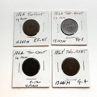 LOT 473: 1864 to 1871 U.S. Two Cent Coins