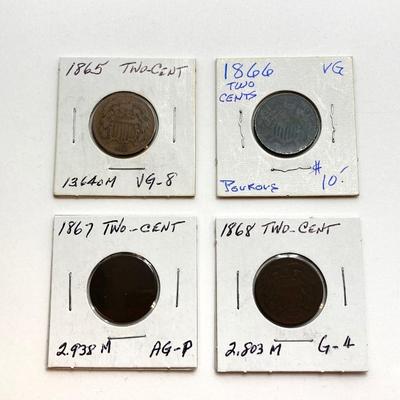 LOT 473: 1864 to 1871 U.S. Two Cent Coins