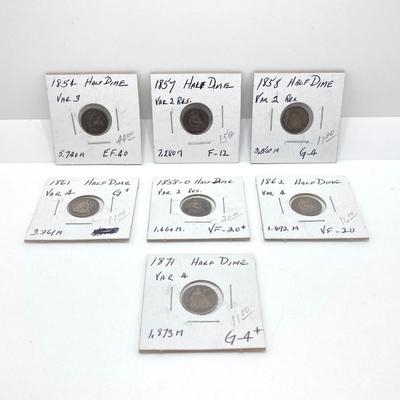 LOT 475: 1854 to 1871 U.S. Half Dime Silver Coins