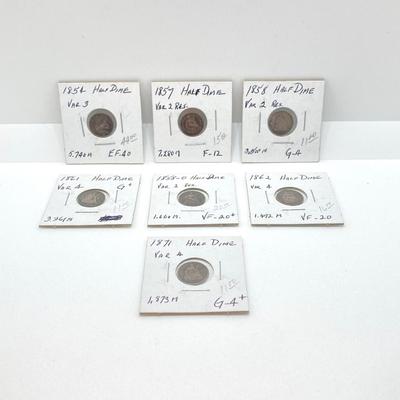 LOT 475: 1854 to 1871 U.S. Half Dime Silver Coins