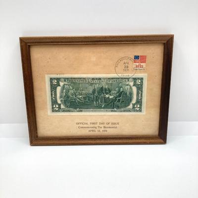 LOT 477: First Day of Issue Commemorating The Bicentennial April 13, 1976 Two Dollar Bill, U.S. Eisenhower One Dollar Coins and...