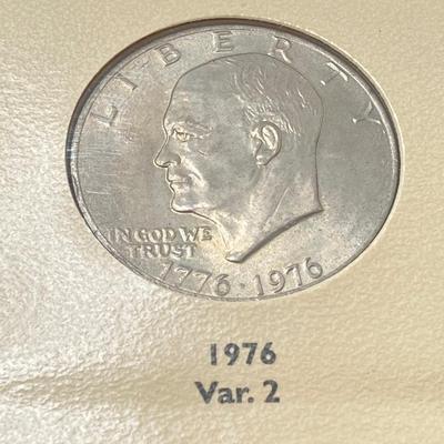 LOT 477: First Day of Issue Commemorating The Bicentennial April 13, 1976 Two Dollar Bill, U.S. Eisenhower One Dollar Coins and...