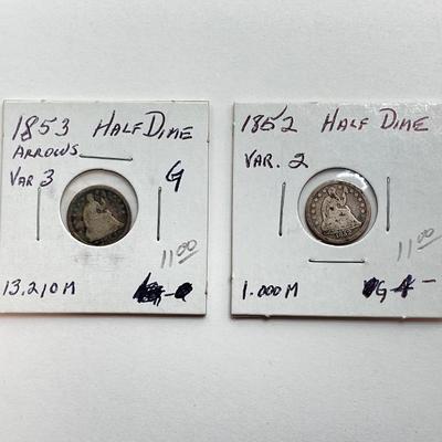 LOT 478: Collection of Vintage 1837 to 1857 U.S. Half Dime Coins