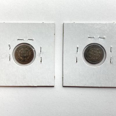 LOT 478: Collection of Vintage 1837 to 1857 U.S. Half Dime Coins