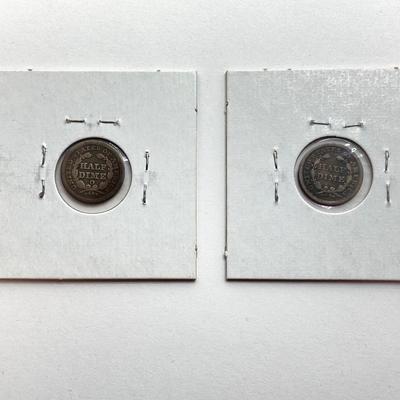 LOT 478: Collection of Vintage 1837 to 1857 U.S. Half Dime Coins