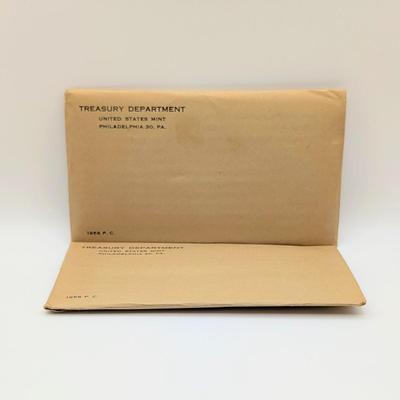LOT 481J Two 1956 United States Mint, Philadelphia, PA Proof Sets, In Original Flat Pack, Sealed Envelopes