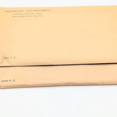 LOT 482J 1955 & 1956 United States Mint Proof Sets, Philadelphia, PA, In Original Flat Pack, Sealed Envelopes