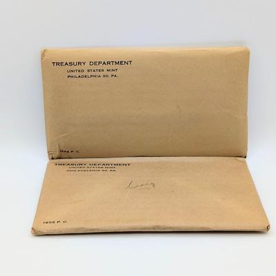 LOT 482J 1955 & 1956 United States Mint Proof Sets, Philadelphia, PA, In Original Flat Pack, Sealed Envelopes