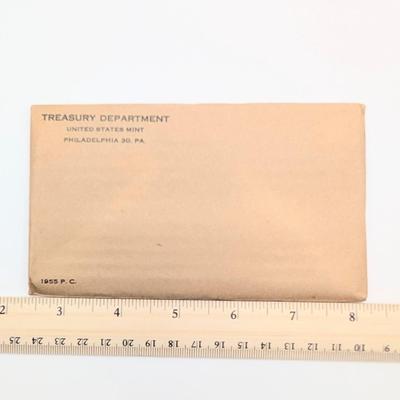 LOT 484J: Two 1955 United States Mint, Philadelphia, PA, Proof Sets, In original Flat Pack, Sealed Envelopes
