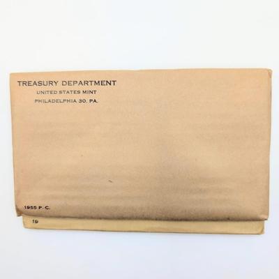 LOT 484J: Two 1955 United States Mint, Philadelphia, PA, Proof Sets, In original Flat Pack, Sealed Envelopes