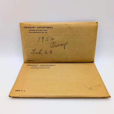 LOT 485J: Two 1956 United States Mint, Philadelphia, PA, Proof Sets, In original Flat Pack Sealed Envelopes