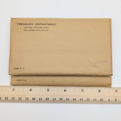 LOT 485J: Two 1956 United States Mint, Philadelphia, PA, Proof Sets, In original Flat Pack Sealed Envelopes