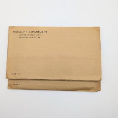LOT 486J: Two 1955 United States Mint, Philadelphia, PA, Proof Sets, In Original Flat Pack Sealed Envelopes