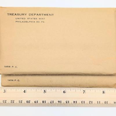 LOT 487J: Two 1956 United States Mint, Philadelphia, PA, Proof Sets, In Original Flat Pack Sealed Envelopes