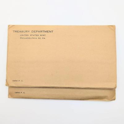 LOT 487J: Two 1956 United States Mint, Philadelphia, PA, Proof Sets, In Original Flat Pack Sealed Envelopes