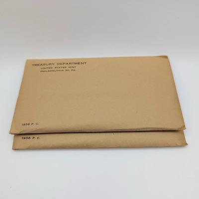 LOT 489J: Two 1956 United States Mint, Philadelphia, PA, Proof Sets, In Original Flat Pack Sealed Envelopes