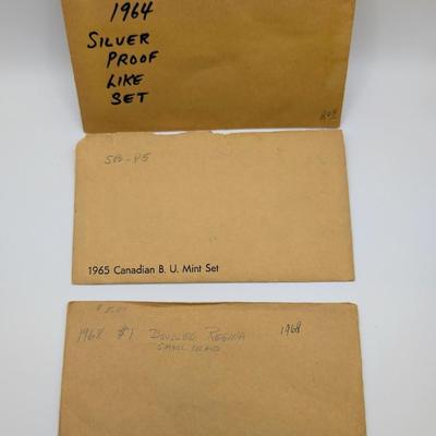 LOT 491J: 1964 Canada Silver Proof Like Set, 1965 Canadian Mint Set & 1968 Double Regina, Small Island Set