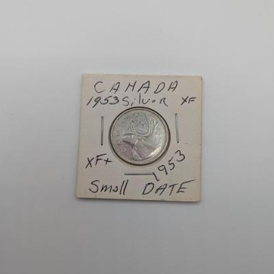 LOT 512J: Coin Collection Containing 1928-1957 Canadian $ 0.25 Pieces, 80% Silver